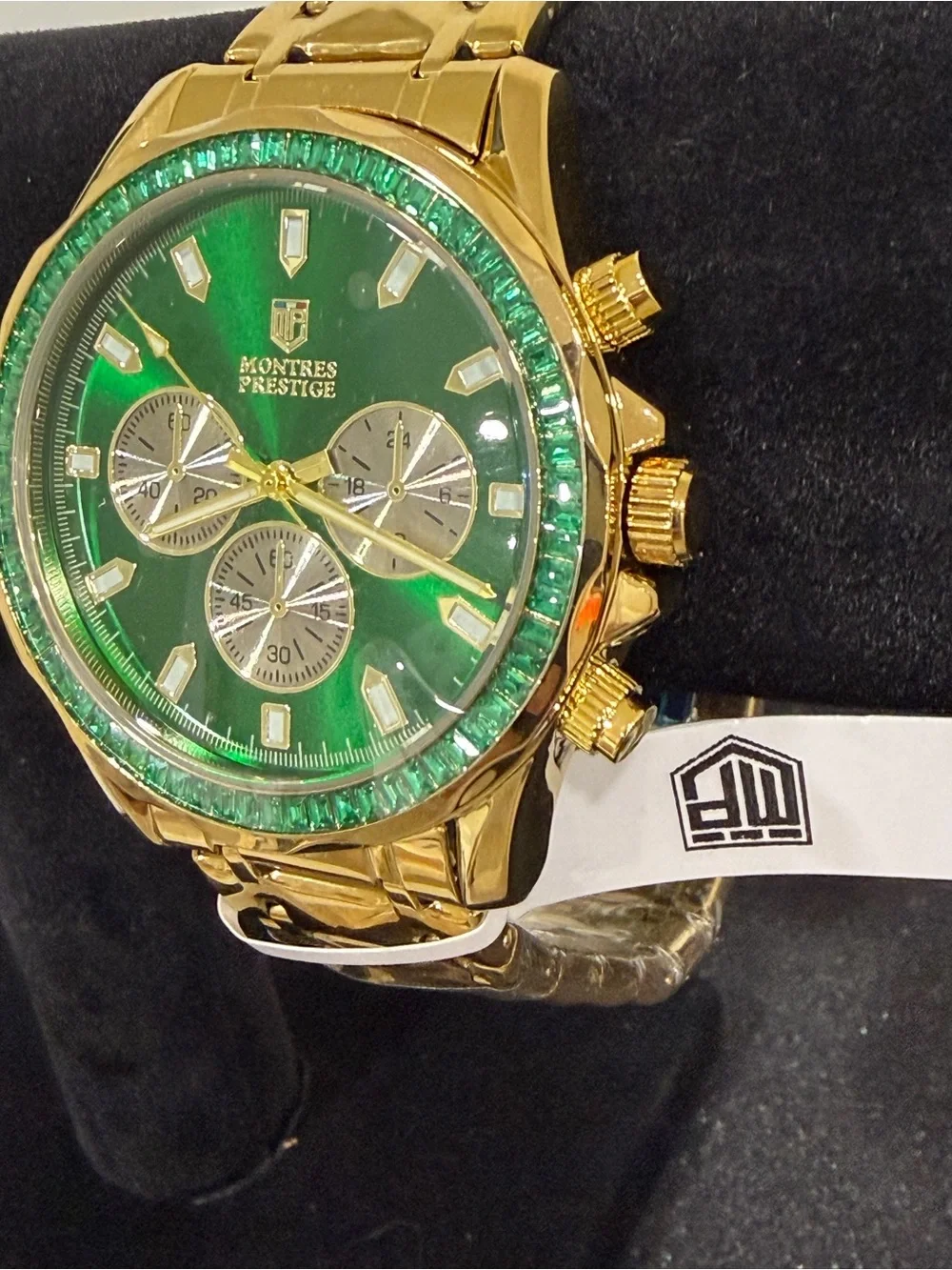 Montres Prestige men’s  Gold-Tone Watch with Green Dial 44mm